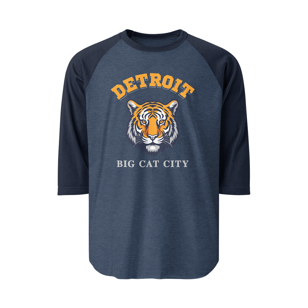 Detroit "Big Cat City" Tiger - 3/4 Sleeve Raglan Shirt