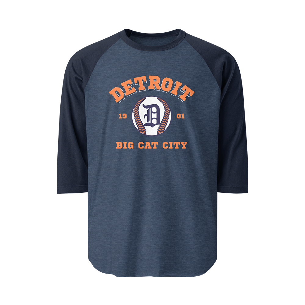 Detroit Baseball EST. 1901 "Big Cat City" - 3/4 Sleeve Raglan Shirt