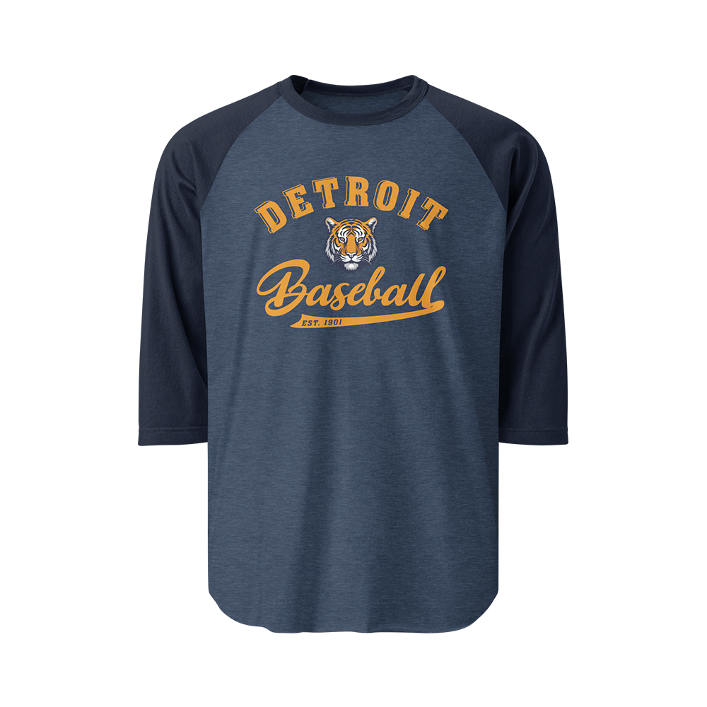 Classic Detroit Tigers Baseball EST. 1901 - 3/4 Sleeve Raglan Shirt