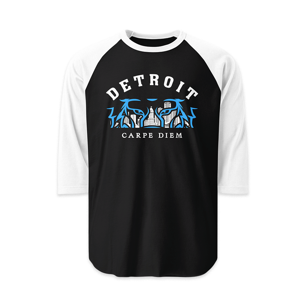 "Carpe Diem" Detroit Lion - 3/4 Sleeve Raglan Shirt