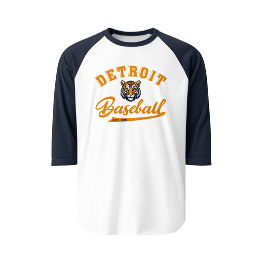 Classic Detroit Tigers Baseball EST. 1901 - 3/4 Sleeve Raglan Shirt