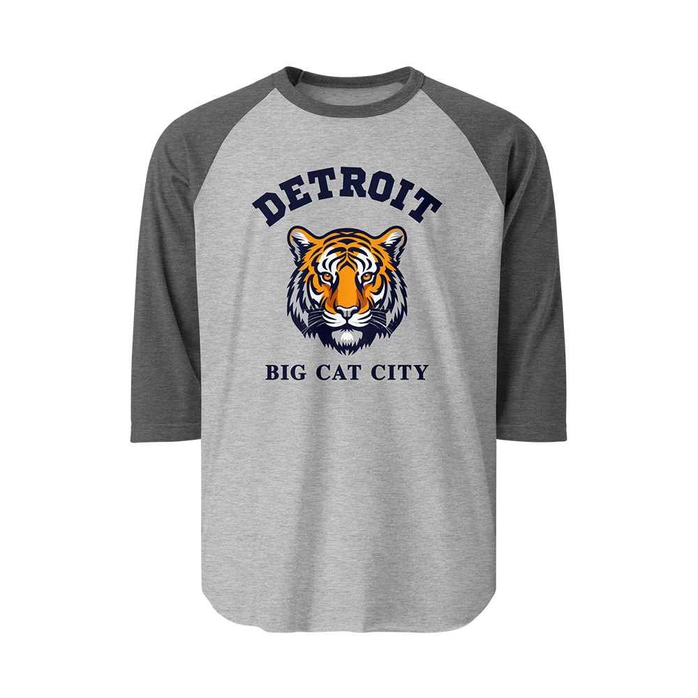 Detroit "Big Cat City" Tiger - 3/4 Sleeve Raglan Shirt