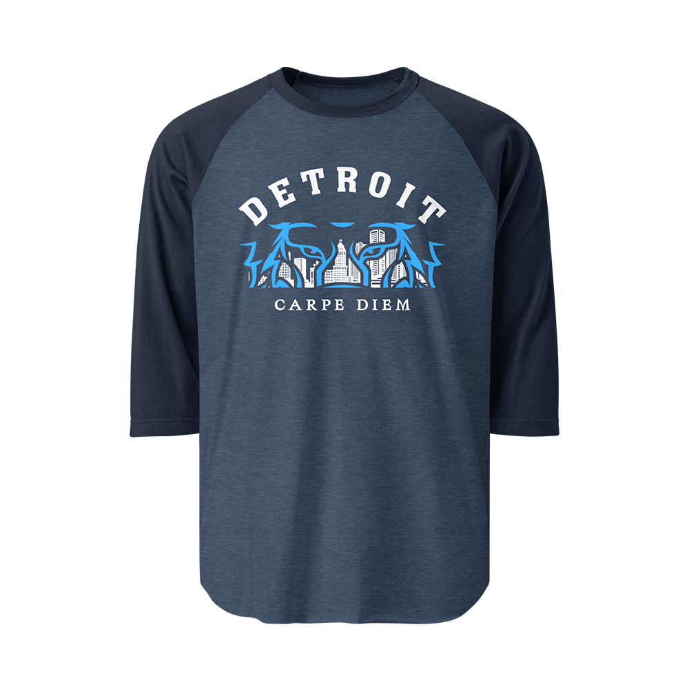 "Carpe Diem" Detroit Lion - 3/4 Sleeve Raglan Shirt