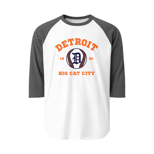 Detroit Baseball EST. 1901 "Big Cat City" - 3/4 Sleeve Raglan Shirt