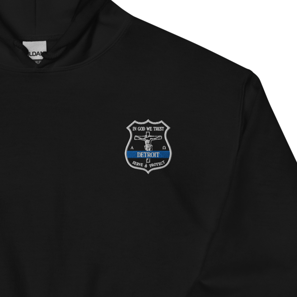 Crucifix Detroit Police Badge - Duty Hoodie