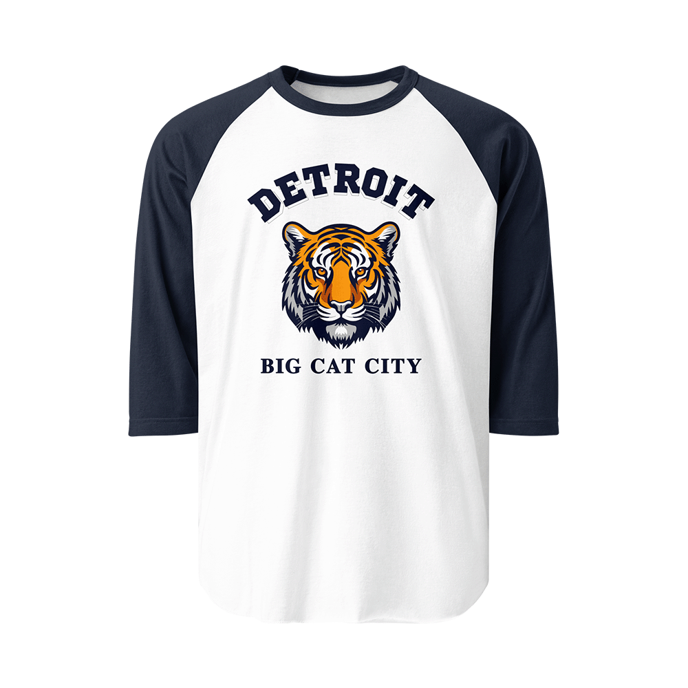 Detroit "Big Cat City" Tiger - 3/4 Sleeve Raglan Shirt