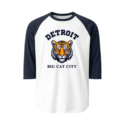 Detroit "Big Cat City" Tiger - 3/4 Sleeve Raglan Shirt