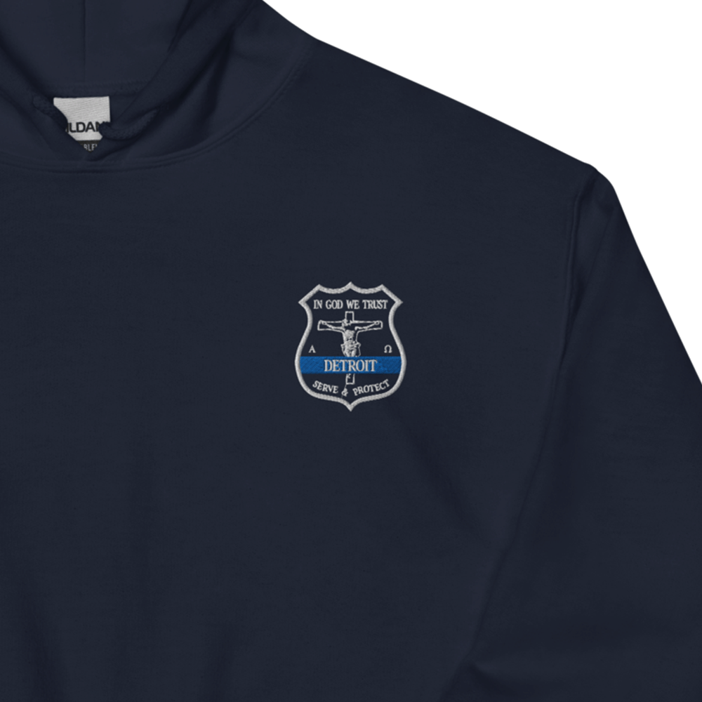 Crucifix Detroit Police Badge - Duty Hoodie