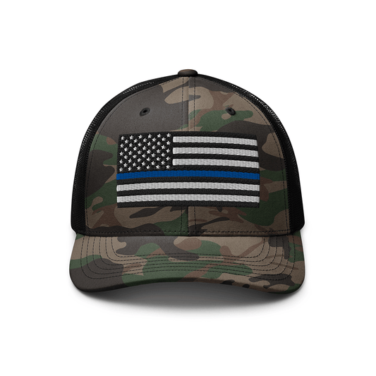 Thin Blue Line - Camo Trucker Hat