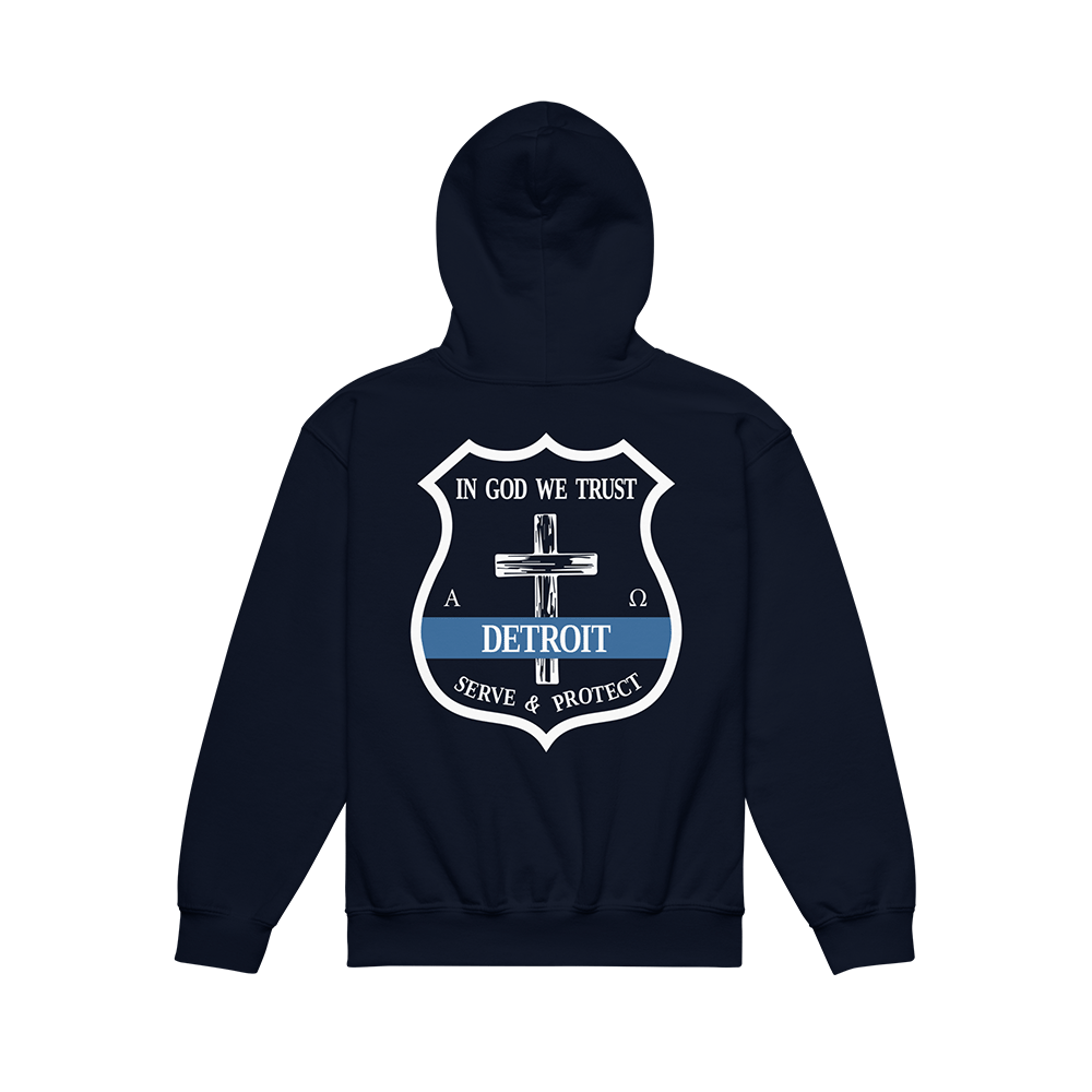 "In God We Trust" / "Serve & Protect" Cross Badge - Kids Hoodie