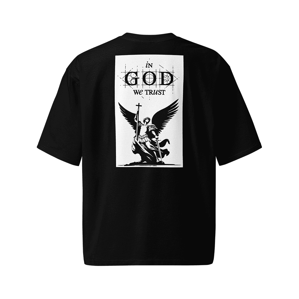 "In God We Trust" St. Michael the Archangel - Oversized Heavyweight Tee